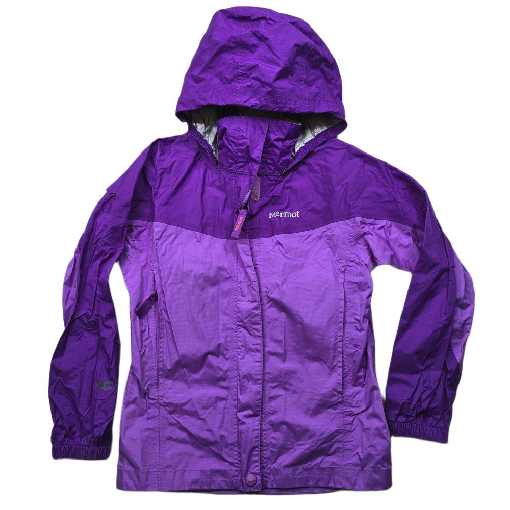 Marmot PreCip‎ Rain Jacket Kids Small Purple Hooded Waterproof Windbreaker